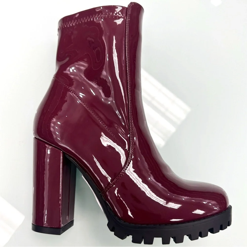Burgundy Platform Boots